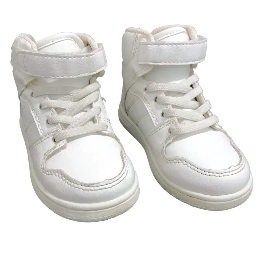 The Children’s Place White High Top Hook and Loop Lace Up Sneakers EUC